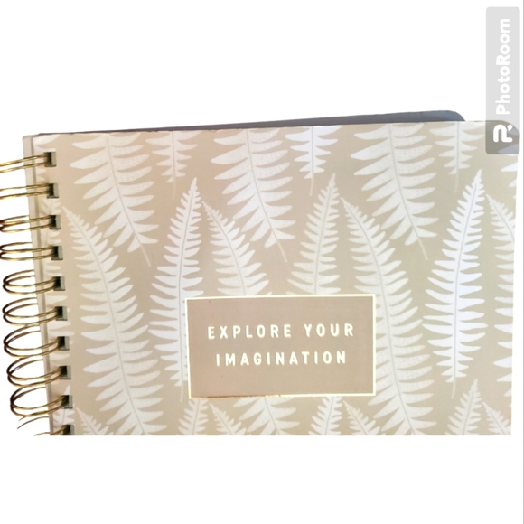 Fringe Studio Faux Leather Vegan White Tan Fern Print Notebook Journal School - Picture 3 of 9